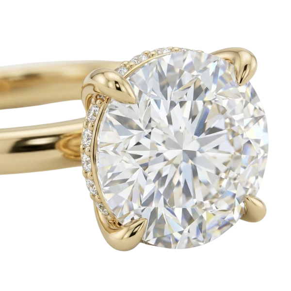 The Lina Halo | Round Cut | 14K Yellow Gold