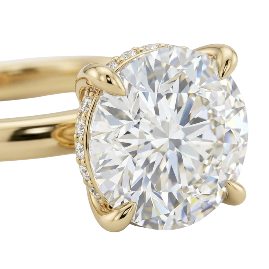 The Lina Halo | Round Cut | 14K Yellow Gold