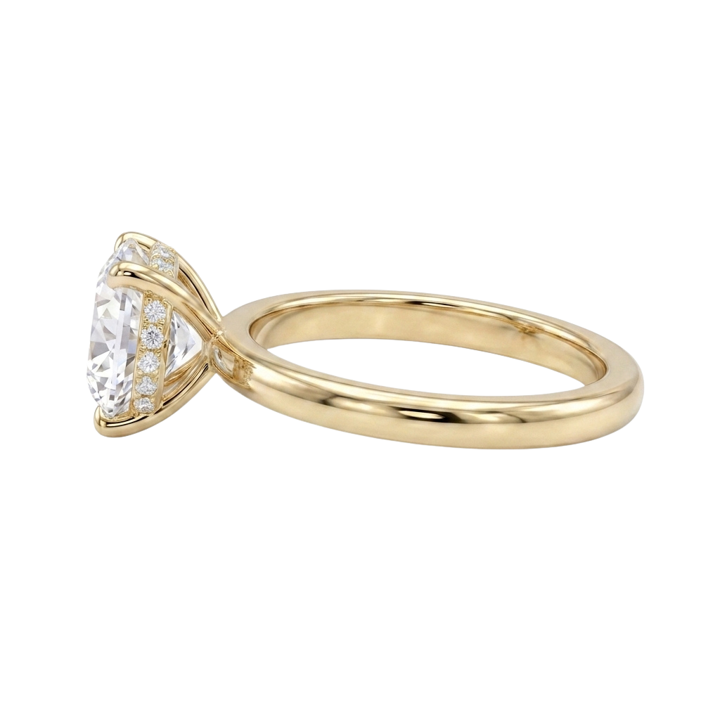 The Lina Halo | Round Cut | 14K Yellow Gold