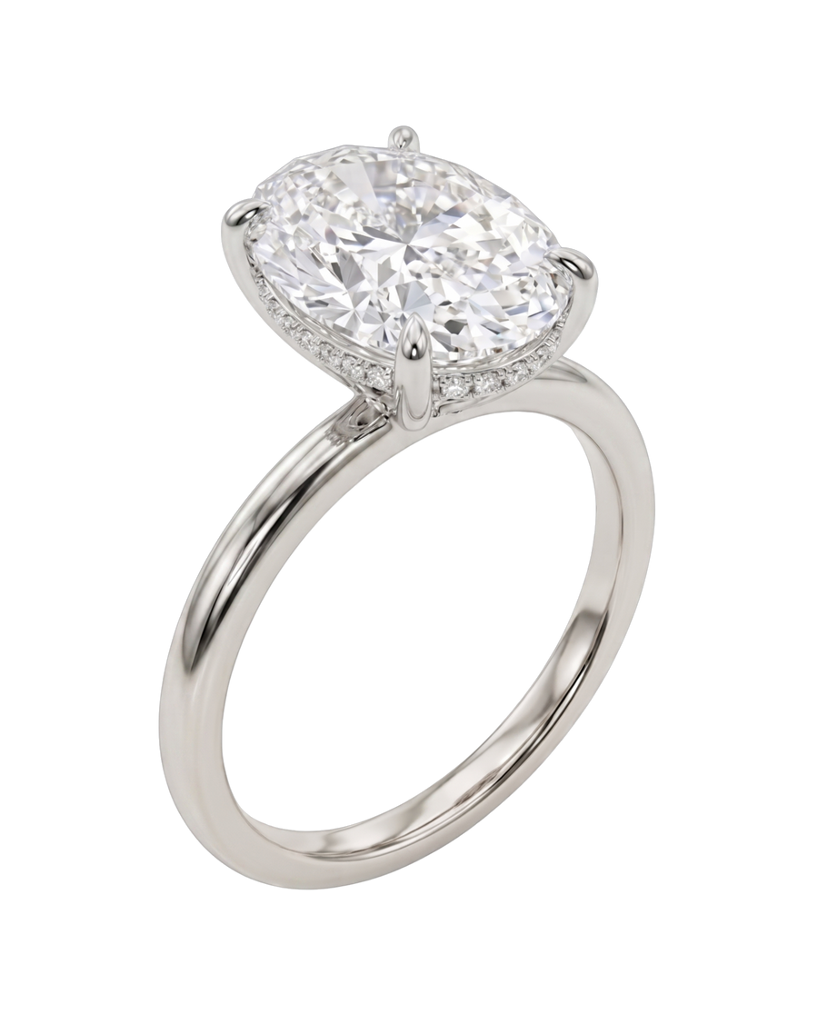 The Lina Halo | Oval Cut | 14K White Gold