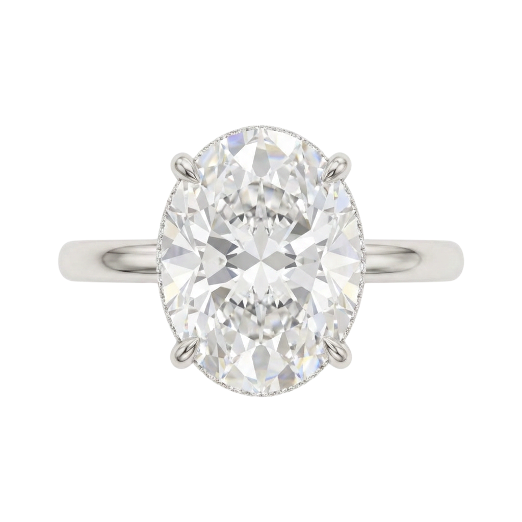 The Lina Halo | Oval Cut | 14K White Gold