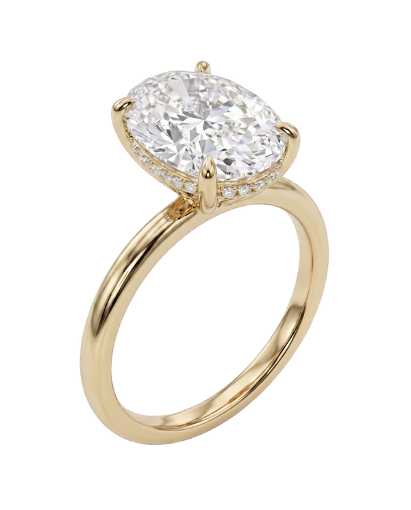 The Lina Halo | Oval Cut | 14K Yellow Gold