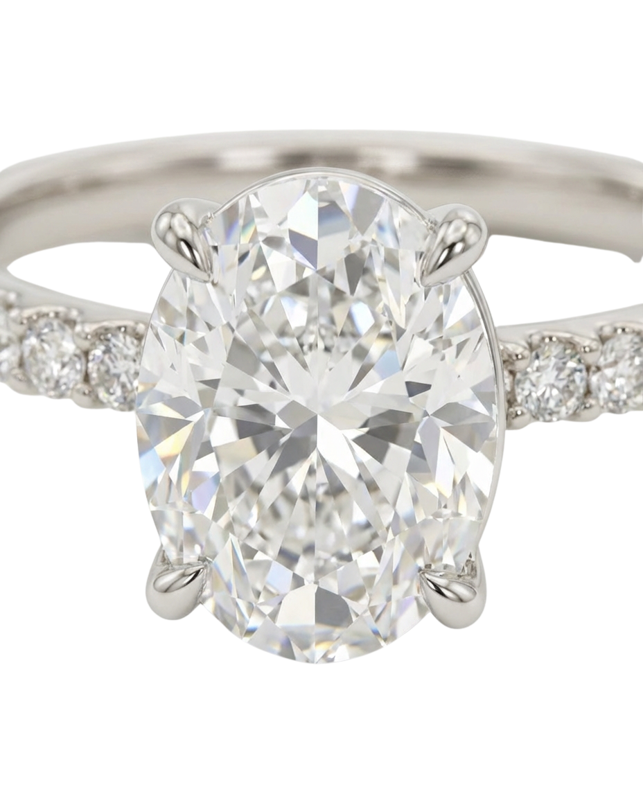 The Lina Pave | Oval Cut | 14K White Gold