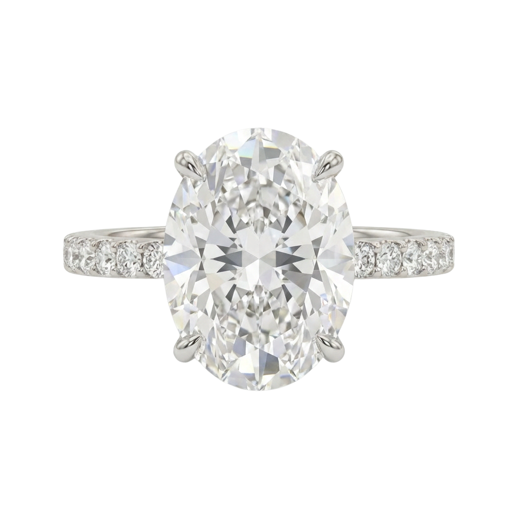 The Lina Pave | Oval Cut | 14K White Gold