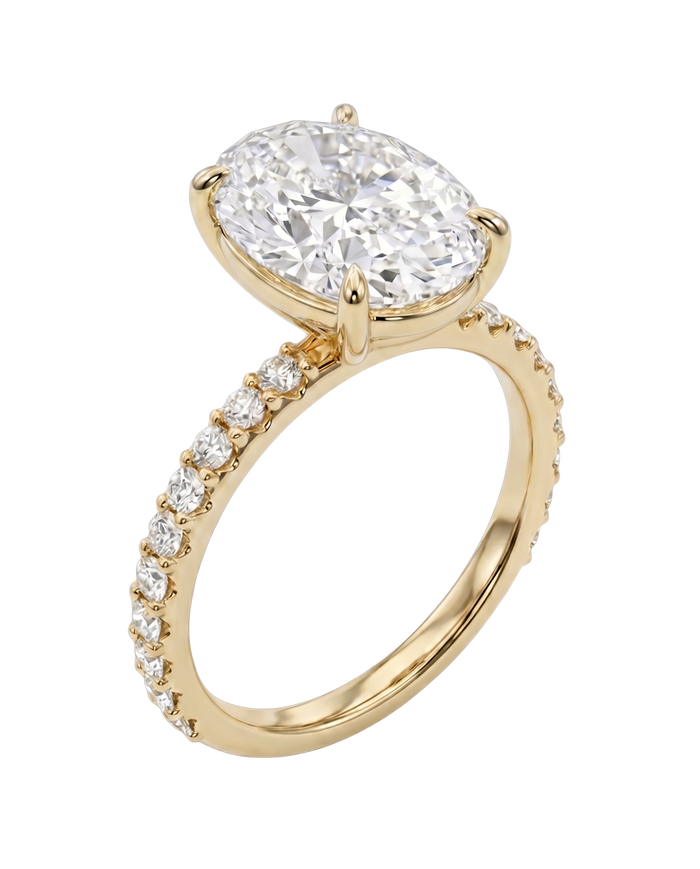 The Lina Pave | Oval Cut | 14K Yellow Gold