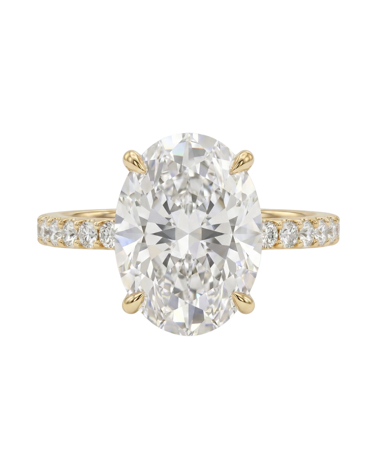 The Lina Pave | Oval Cut | 14K Yellow Gold