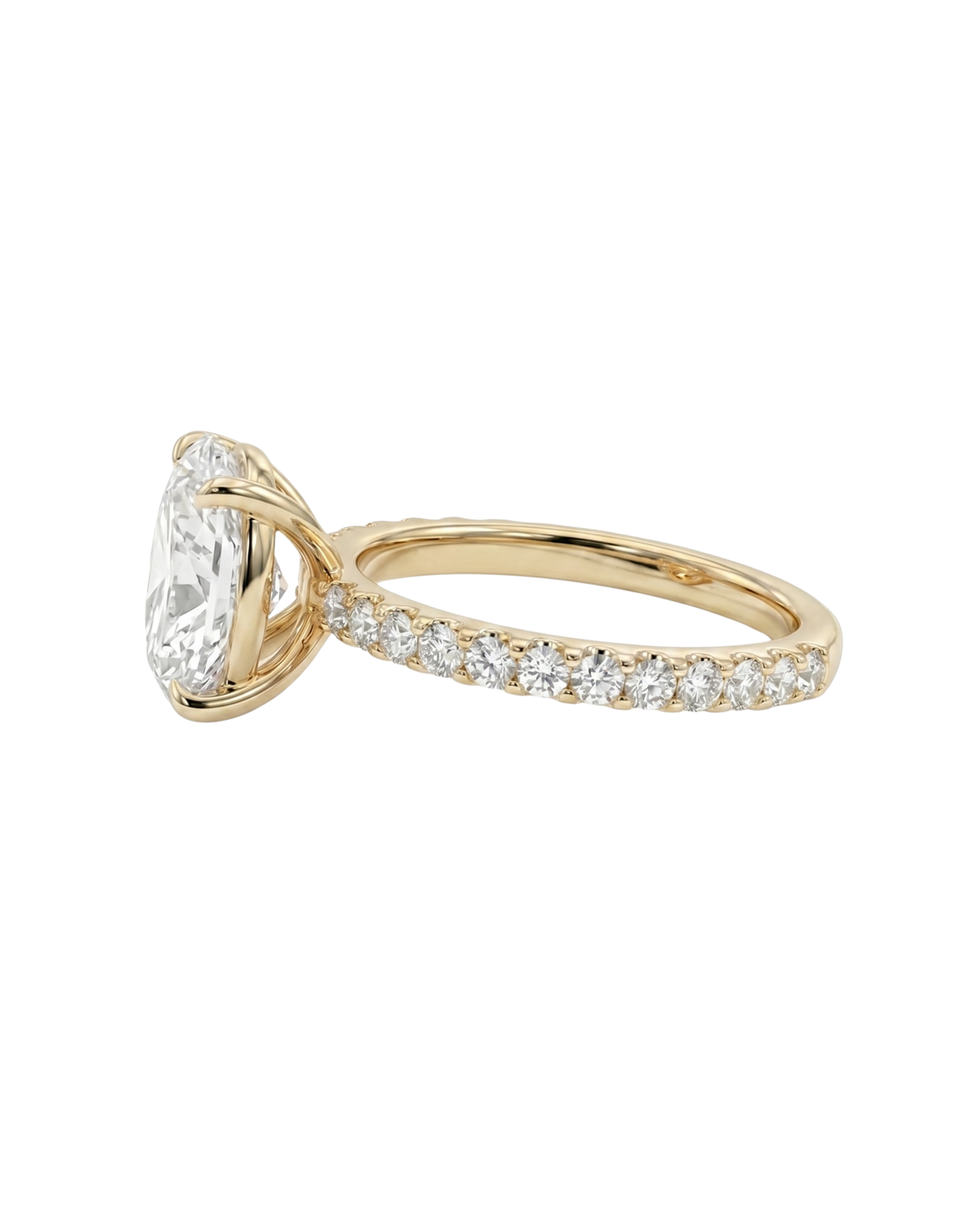 The Lina Pave | Oval Cut | 14K Yellow Gold