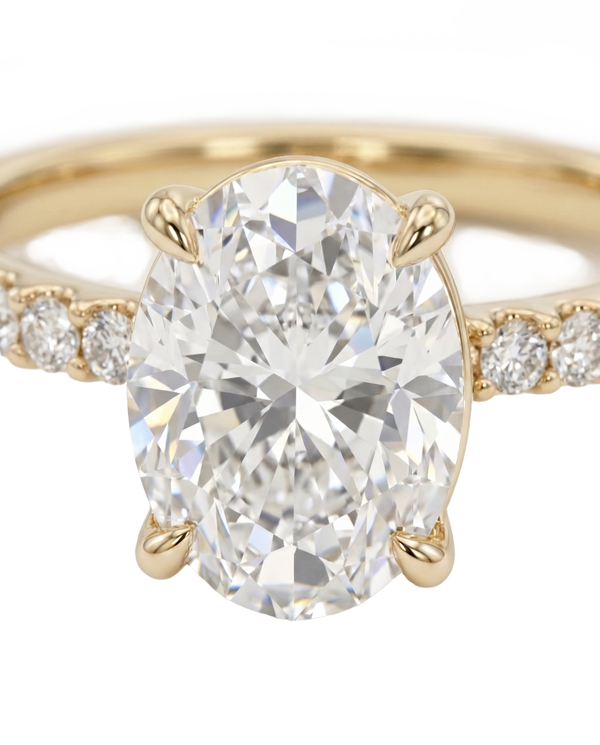 The Lina Pave | Oval Cut | 14K Yellow Gold