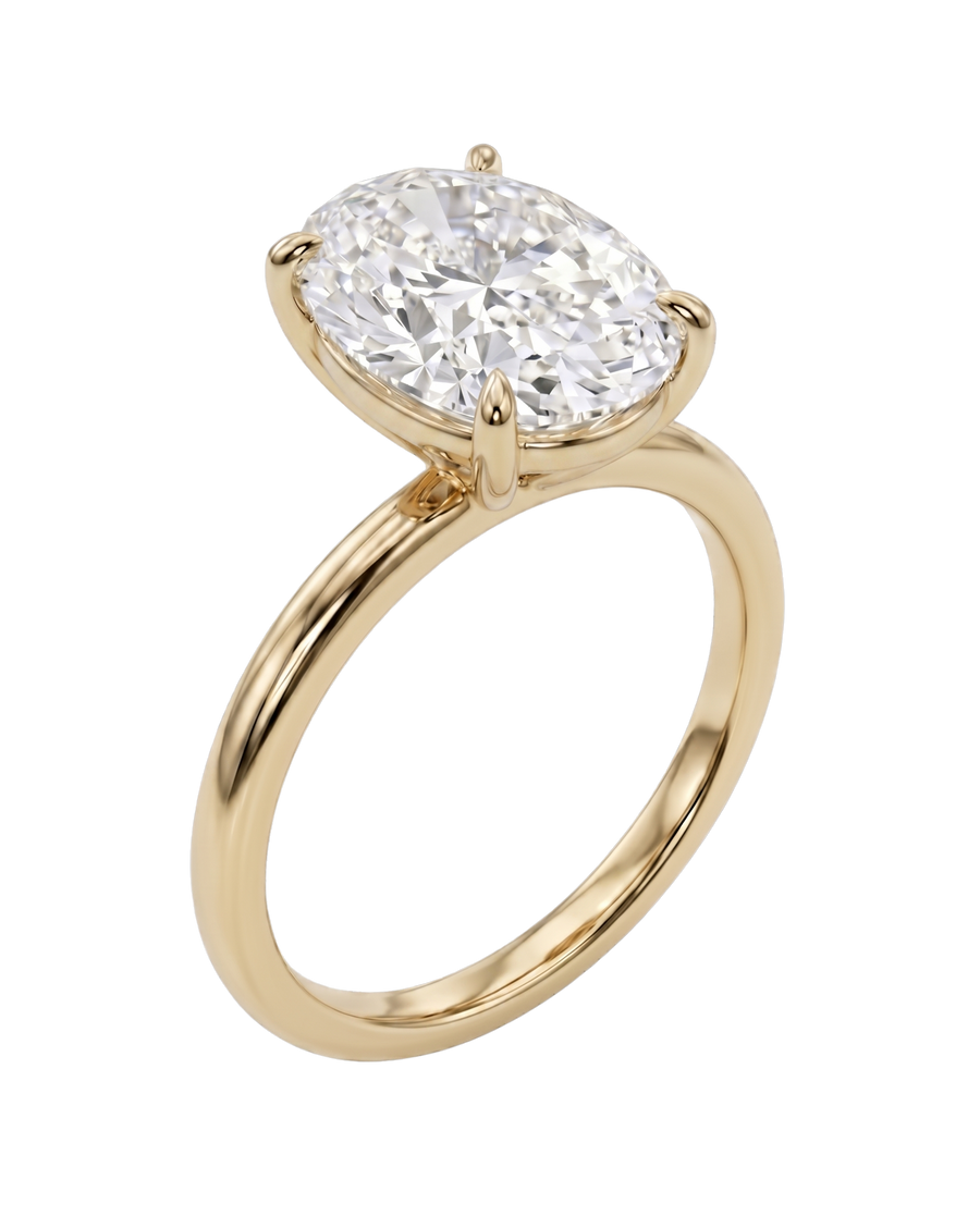 The Lina Solitaire | Oval Cut | 14K Yellow Gold