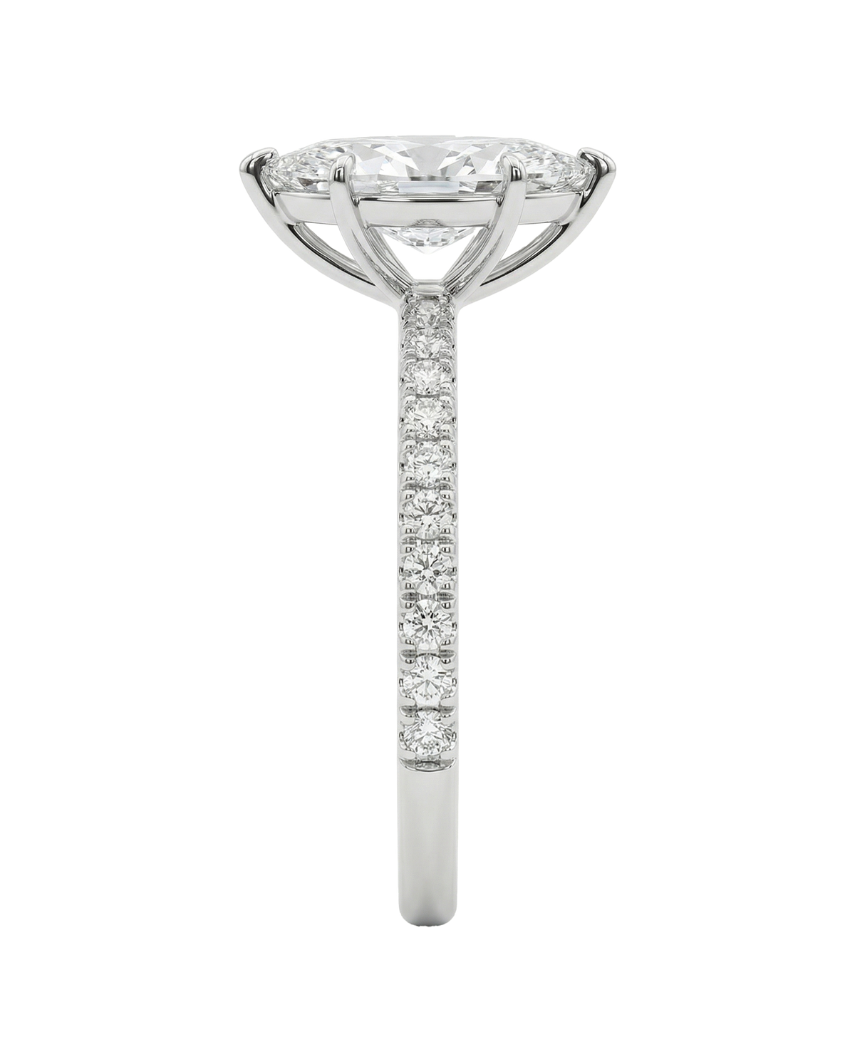The Lina Pavé | Marquise Cut | 14k White Gold
