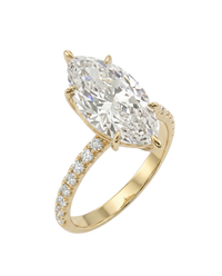 The Lina Pavé | Marquise Cut | 14k Yellow Gold