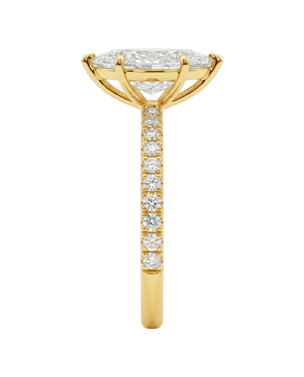 The Lina Pavé | Marquise Cut | 14k Yellow Gold