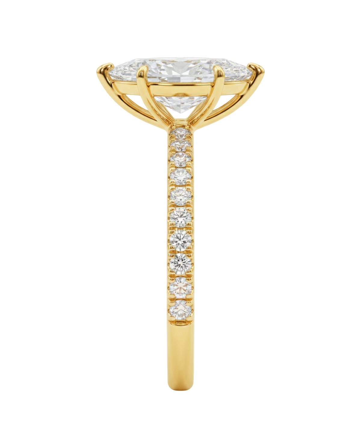 The Lina Pavé | Marquise Cut | 14k Yellow Gold