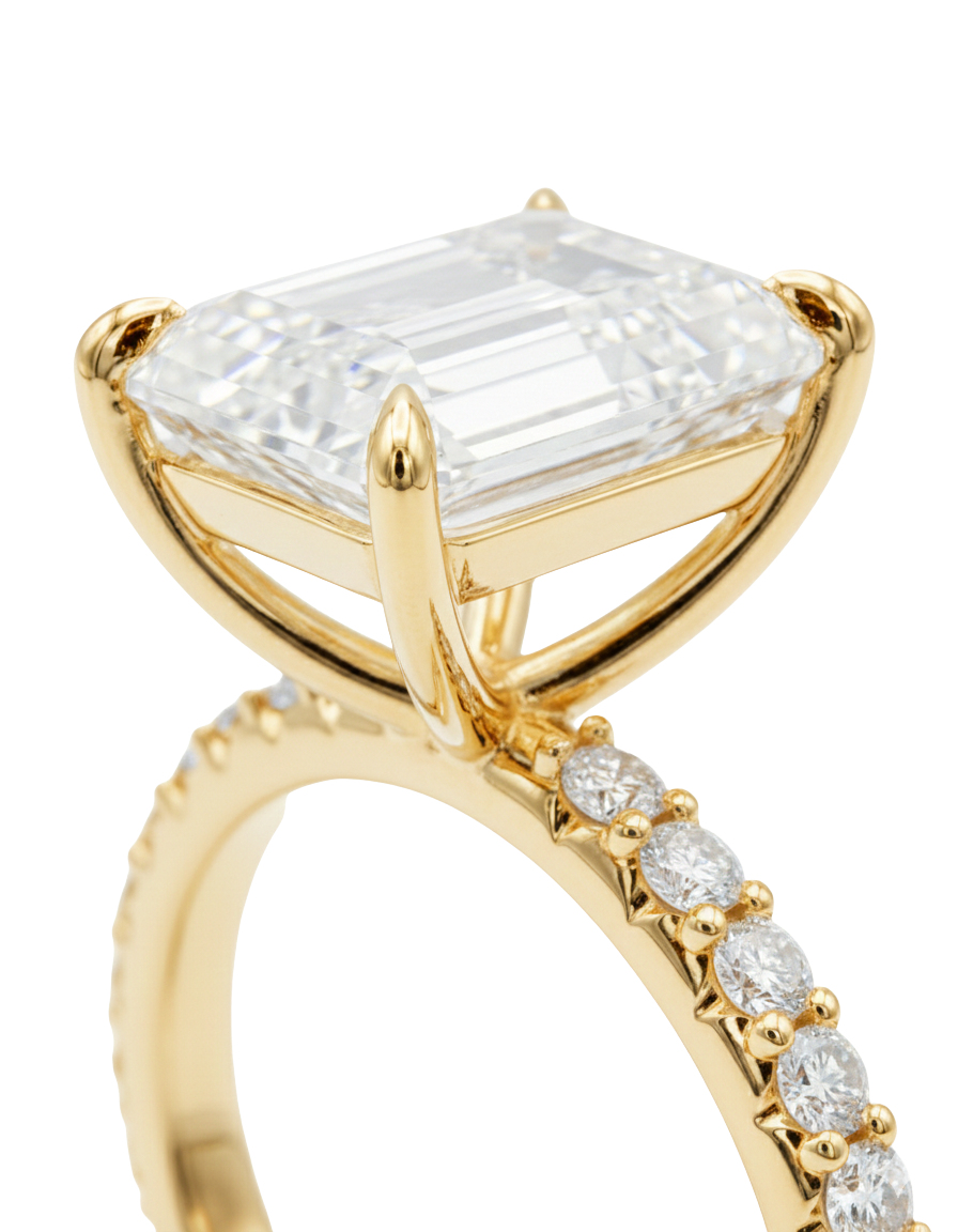 The Lina Pavé | Radiant Cut | 14K Yellow Gold