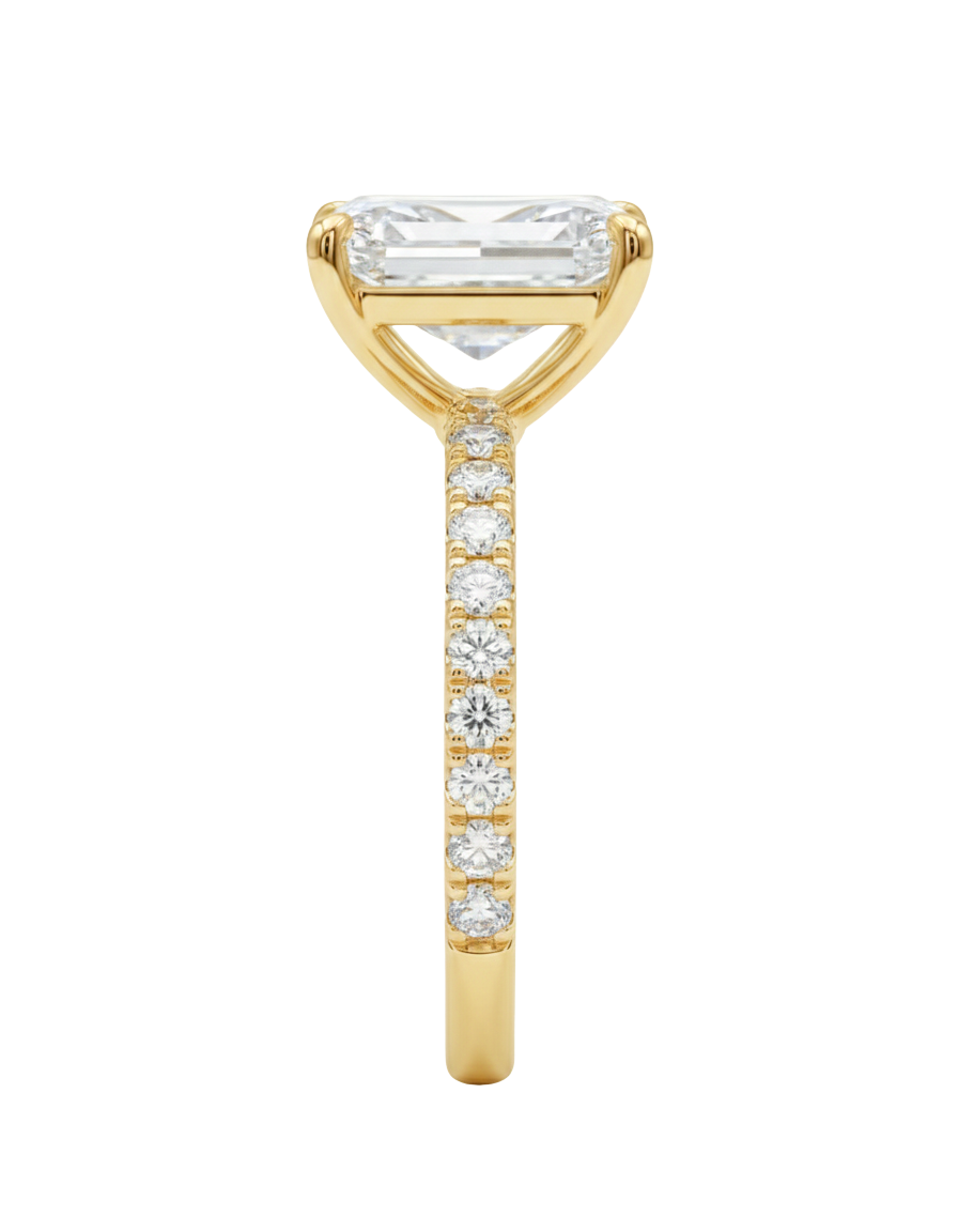 The Lina Pavé | Radiant Cut | 14K Yellow Gold
