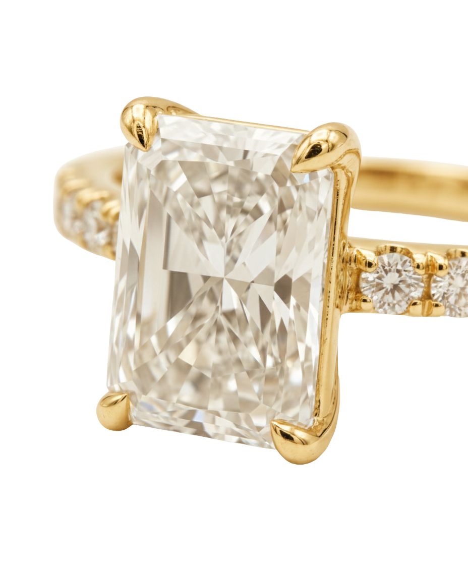 The Lina Pavé | Radiant Cut | 14K Yellow Gold