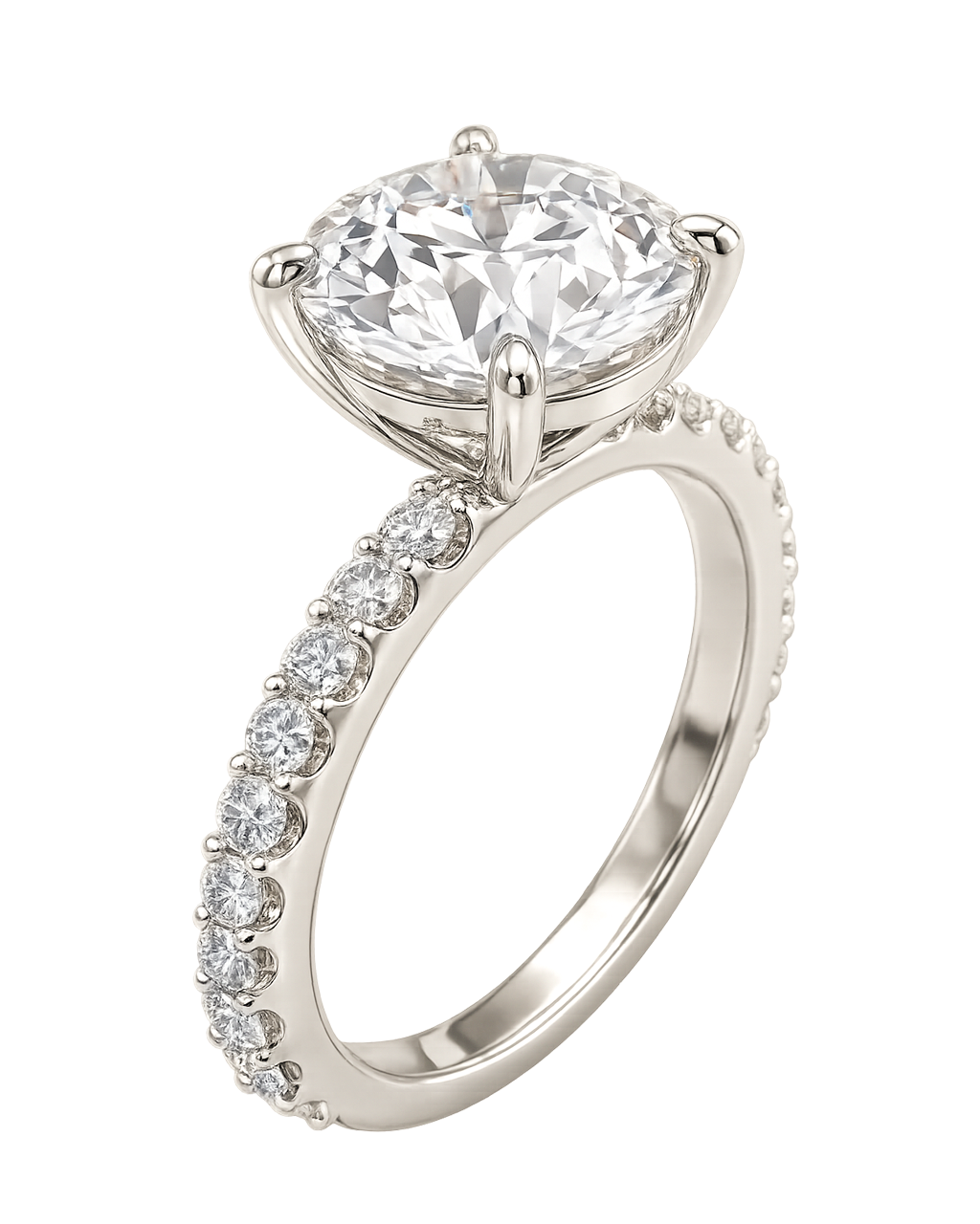 The Lina Pavé | Round Cut | 14k White Gold