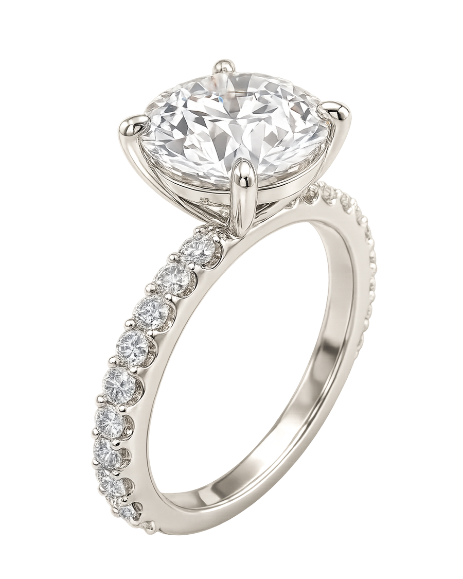 The Lina Pavé | Round Cut | 14k White Gold