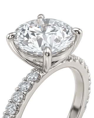 The Lina Pavé | Round Cut | 14k Yellow Gold