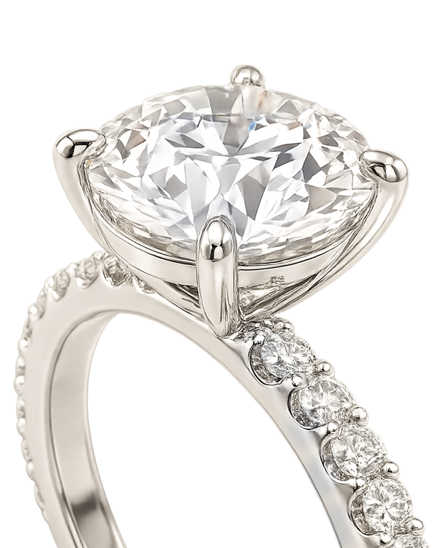 The Lina Pavé | Round Cut | 14k White Gold