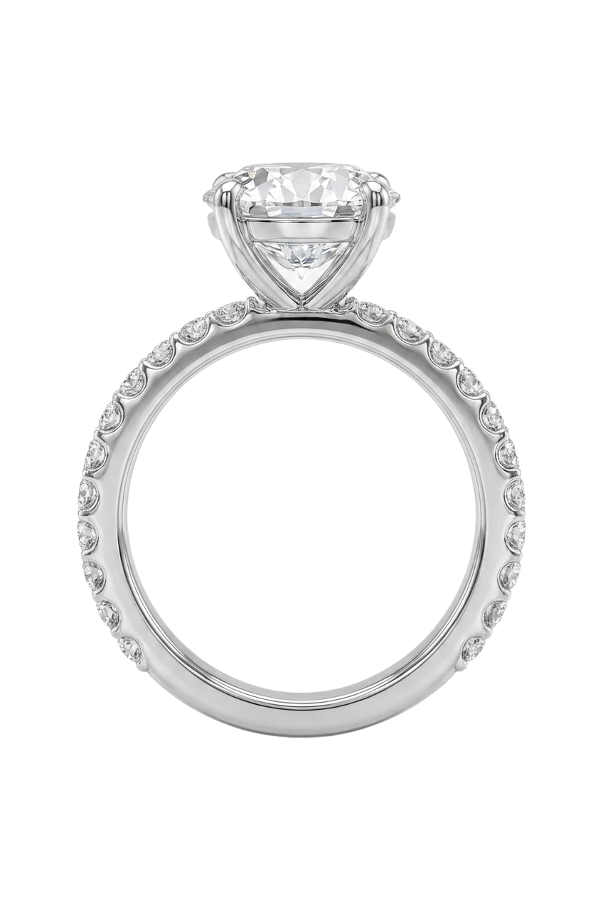 The Lina Pavé | Round Cut | 14k White Gold