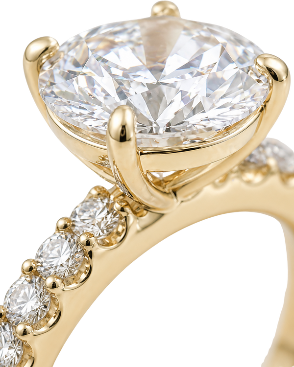 The Lina Pavé | Round Cut | 14k Yellow Gold