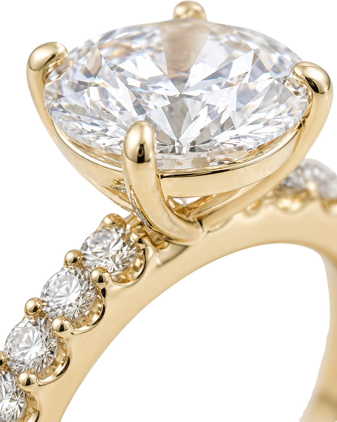 The Lina Pavé | Round Cut | 14k Yellow Gold