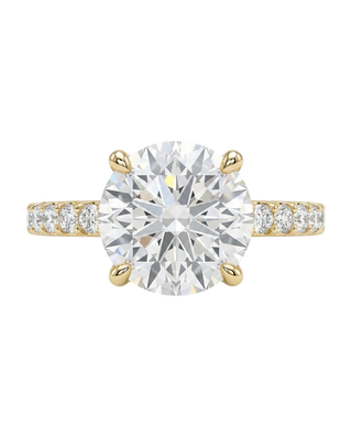 The Lina Pavé | Round Cut | 14k Yellow Gold