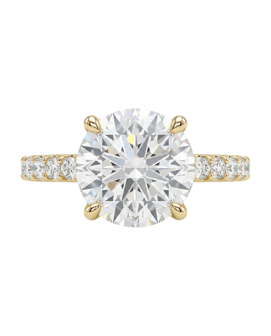 The Lina Pavé | Round Cut | 14k Yellow Gold