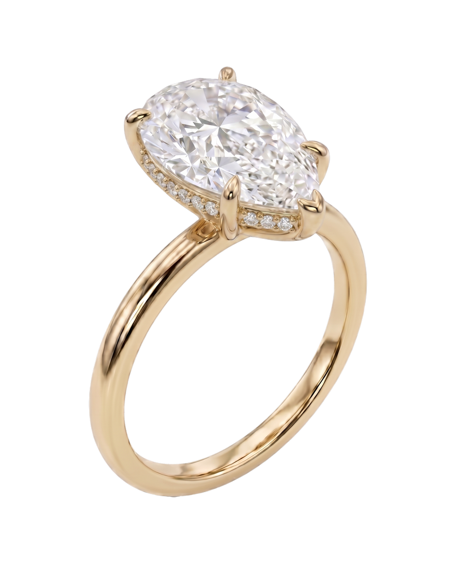 The Lina Halo | Pear Cut | 14K Yellow Gold