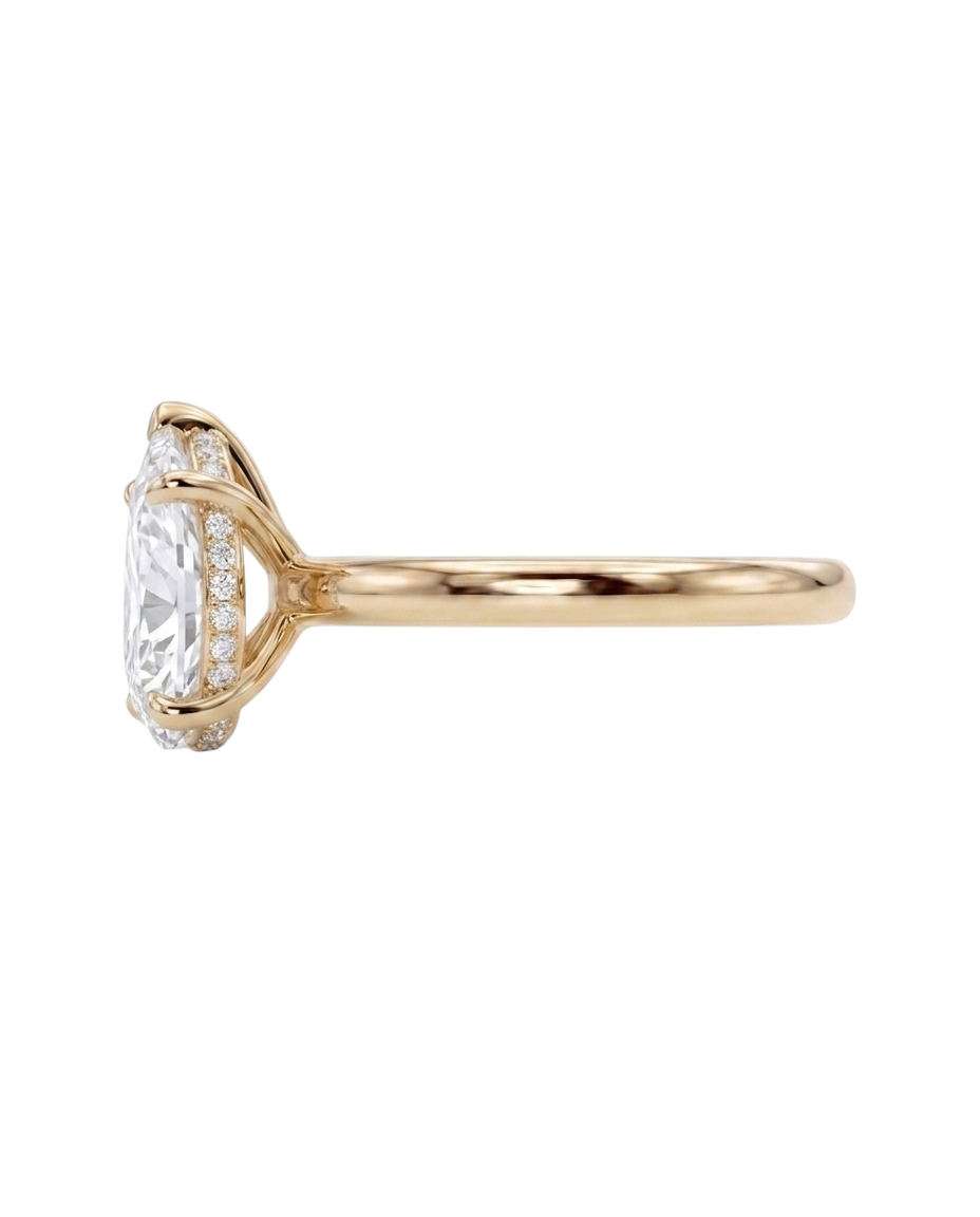 The Lina Halo | Pear Cut | 14K Yellow Gold