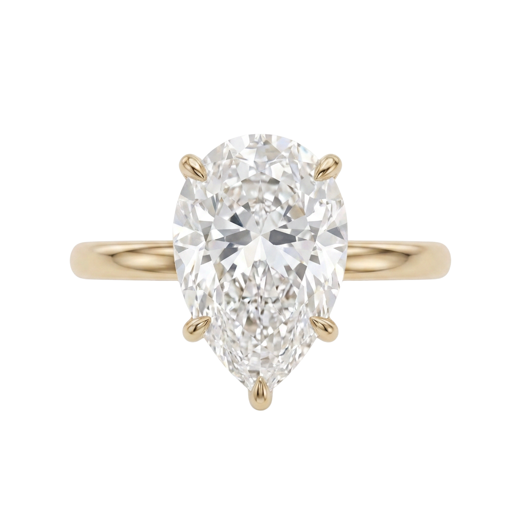 The Lina Halo | Pear Cut | 14K Yellow Gold
