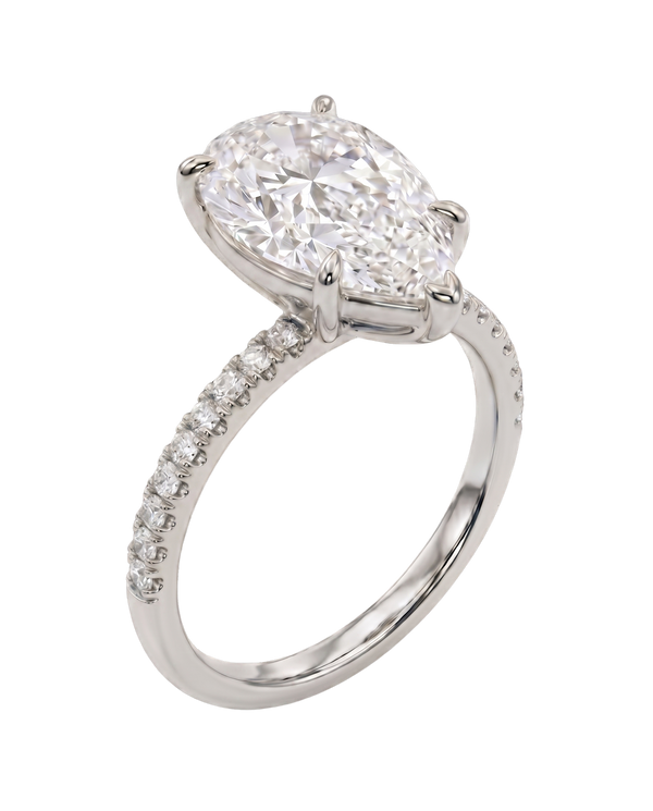 The Lina Pavé | Pear Cut | 14K White Gold