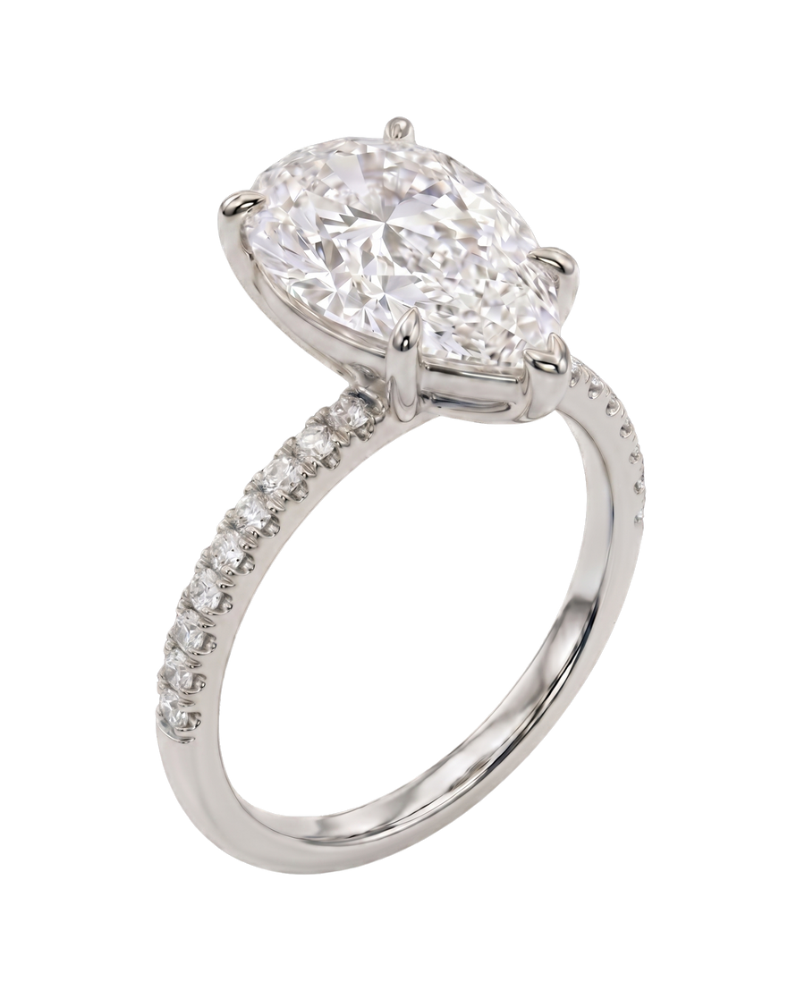 The Lina Pavé | Pear Cut | 14K White Gold