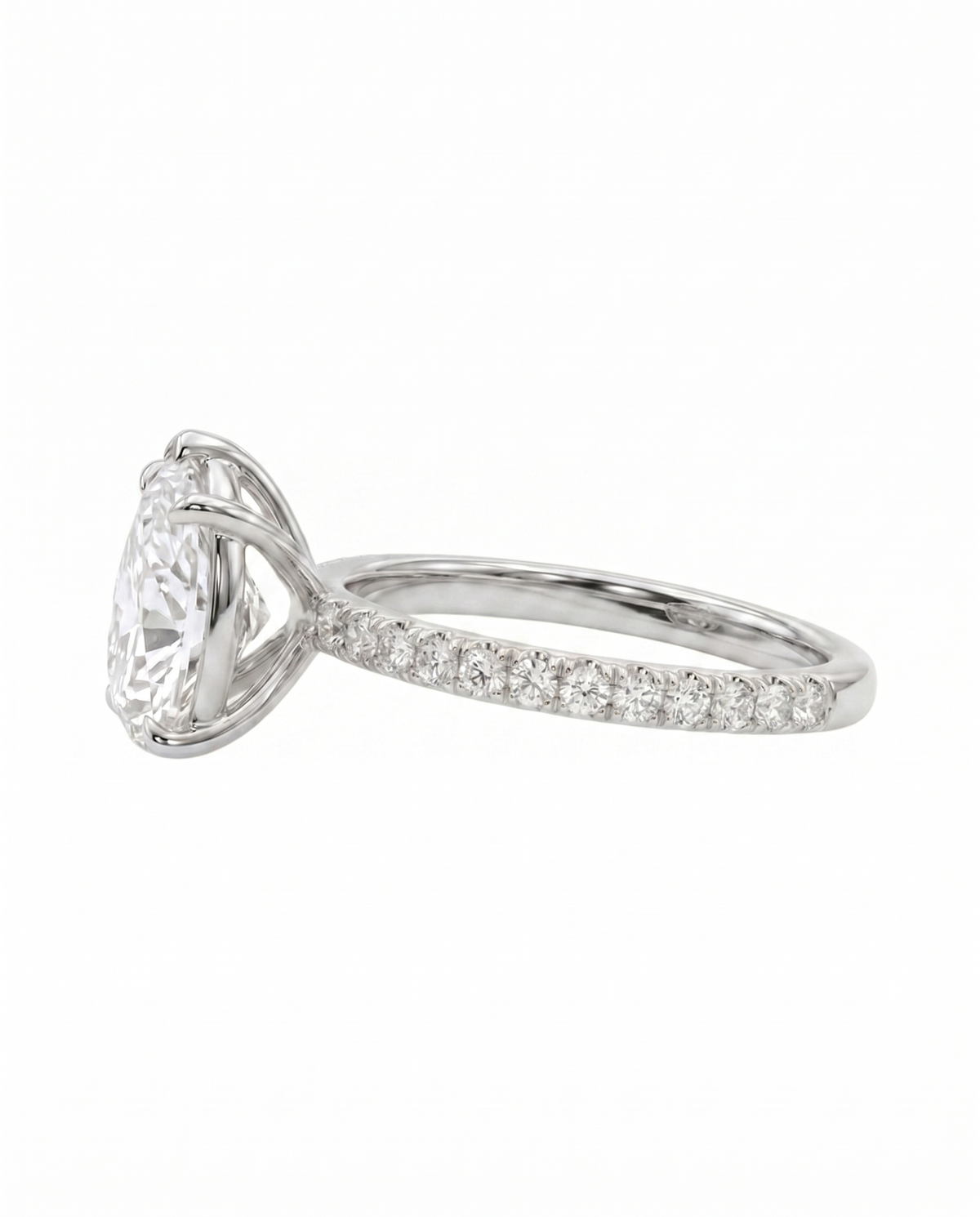 The Lina Pavé | Pear Cut | 14K White Gold