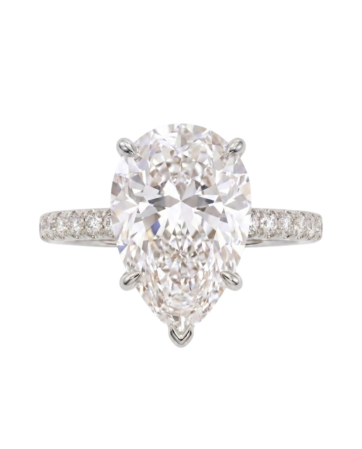 The Lina Pavé | Pear Cut | 14K White Gold