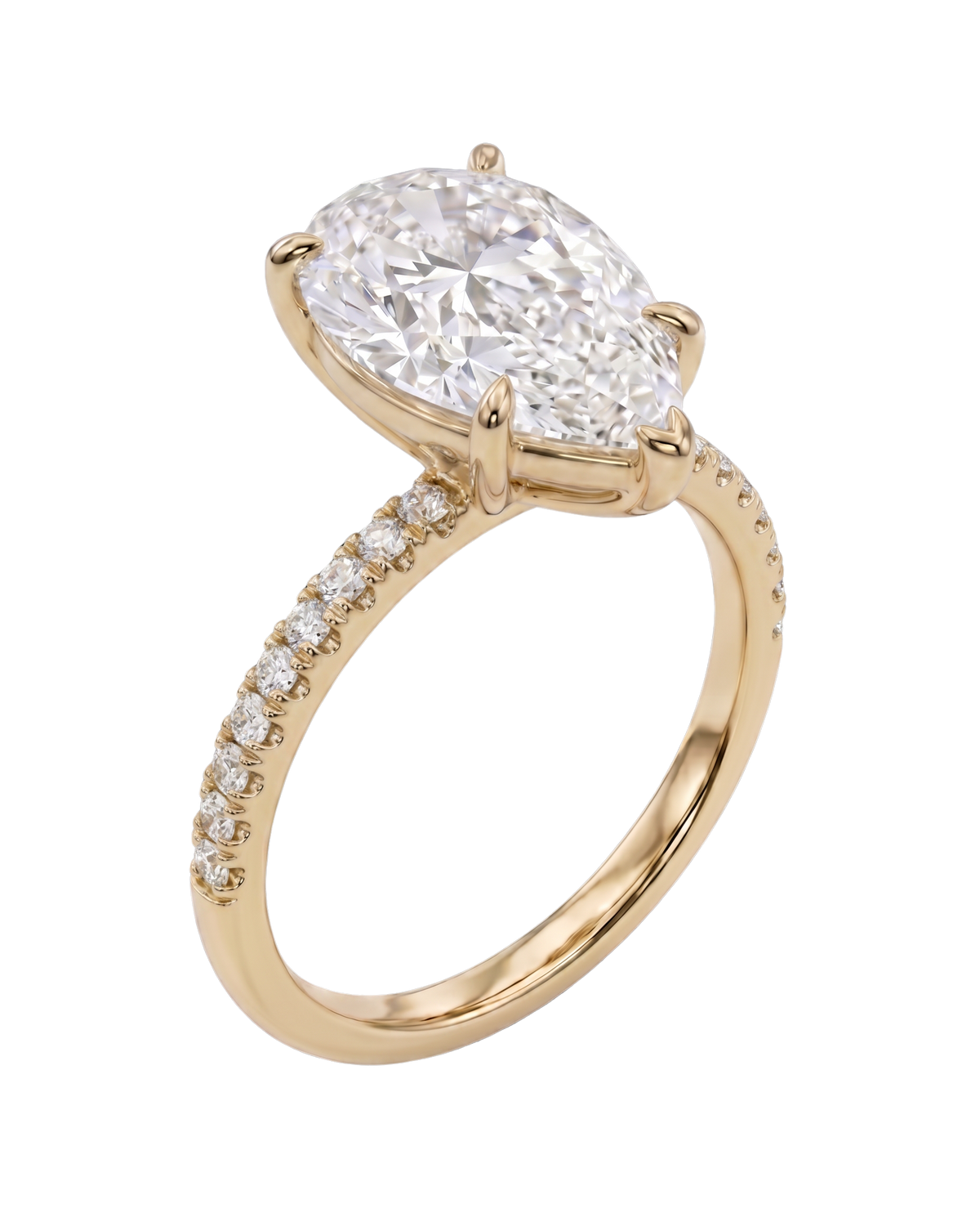 The Lina Pavé | Pear Cut | 14K Yellow Gold