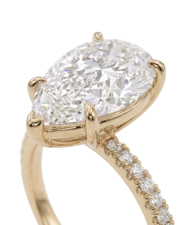 The Lina Pavé | Pear Cut | 14K Yellow Gold