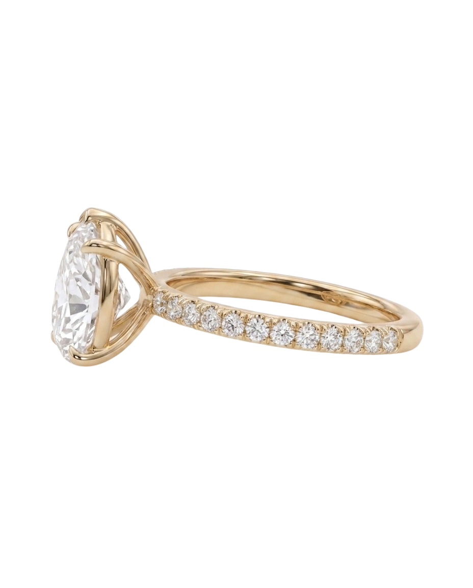 The Lina Pavé | Pear Cut | 14K Yellow Gold