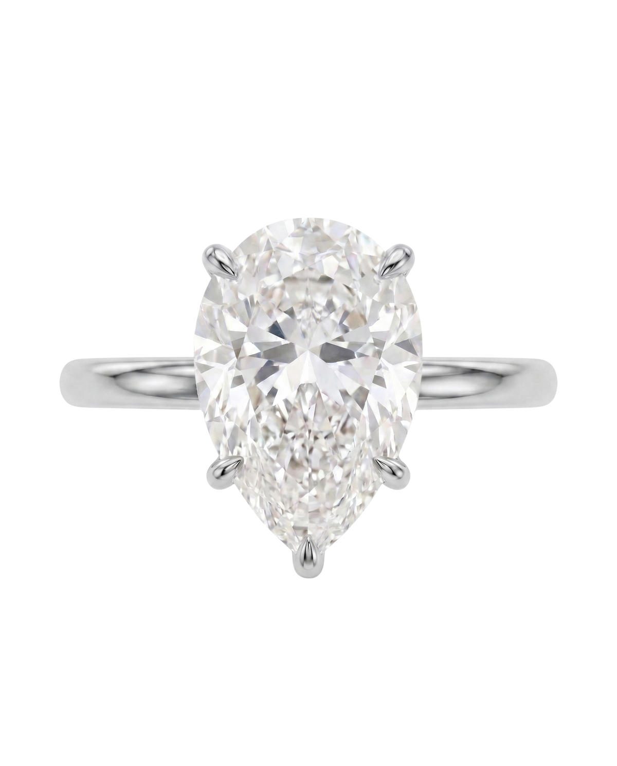 The Lina Solitaire | Pear Cut | 14K White Gold