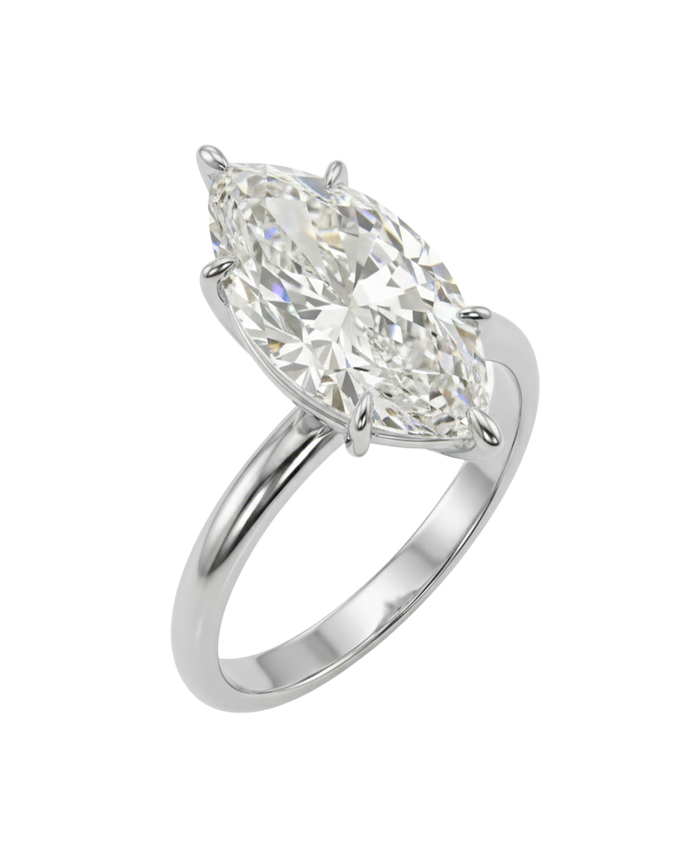 The Lina Solitaire | Marquise Cut | 14K White Gold