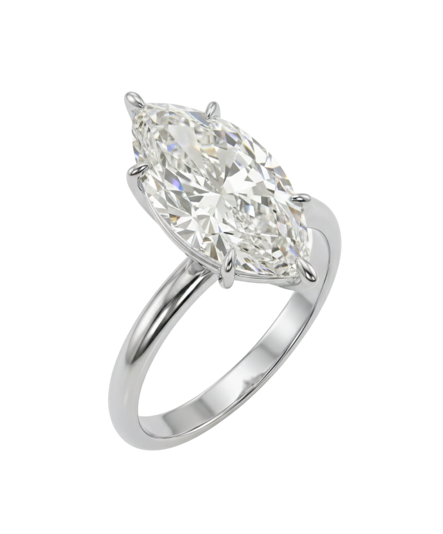 The Lina Solitaire | Marquise Cut | 14K White Gold