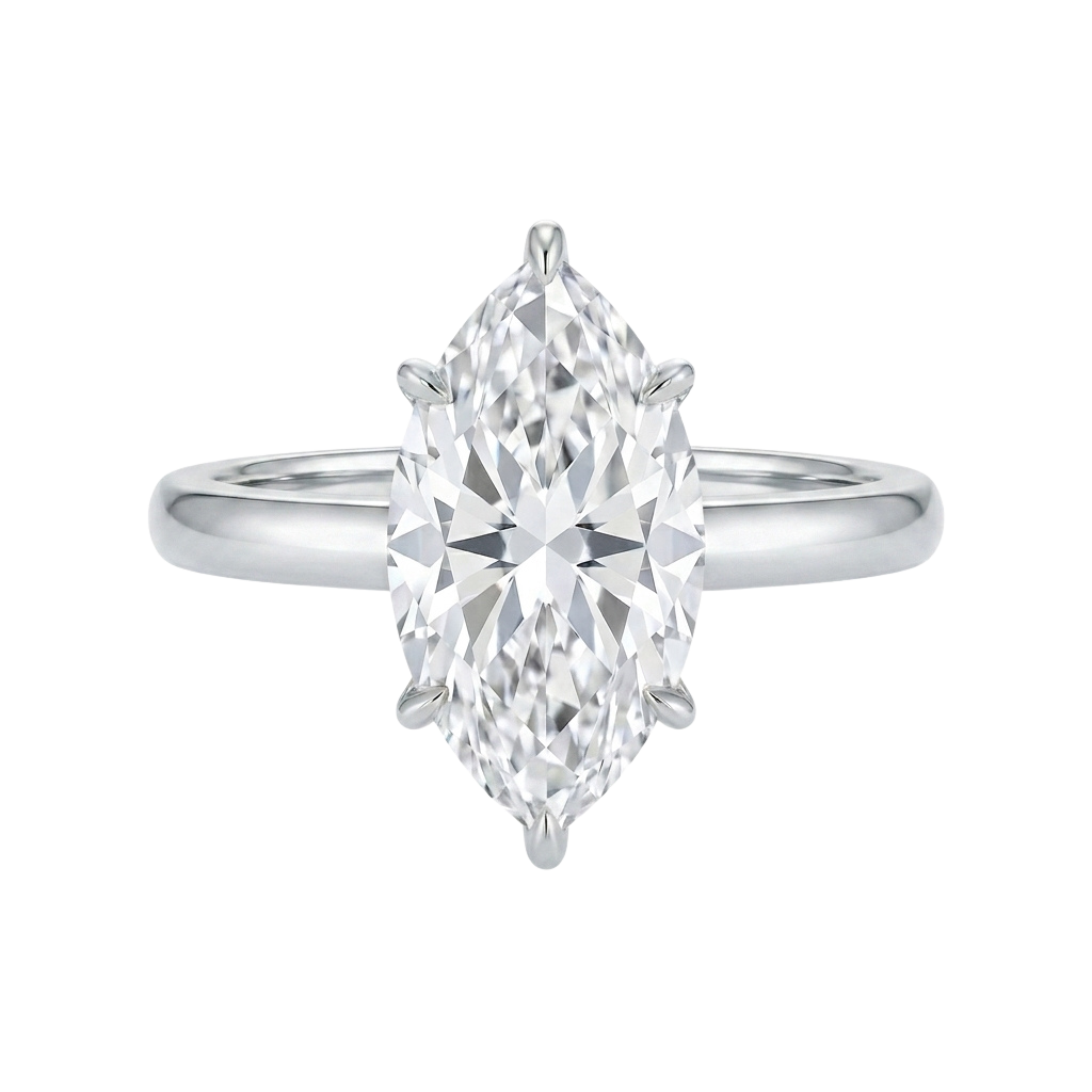 The Lina Solitaire | Marquise Cut | 14K White Gold
