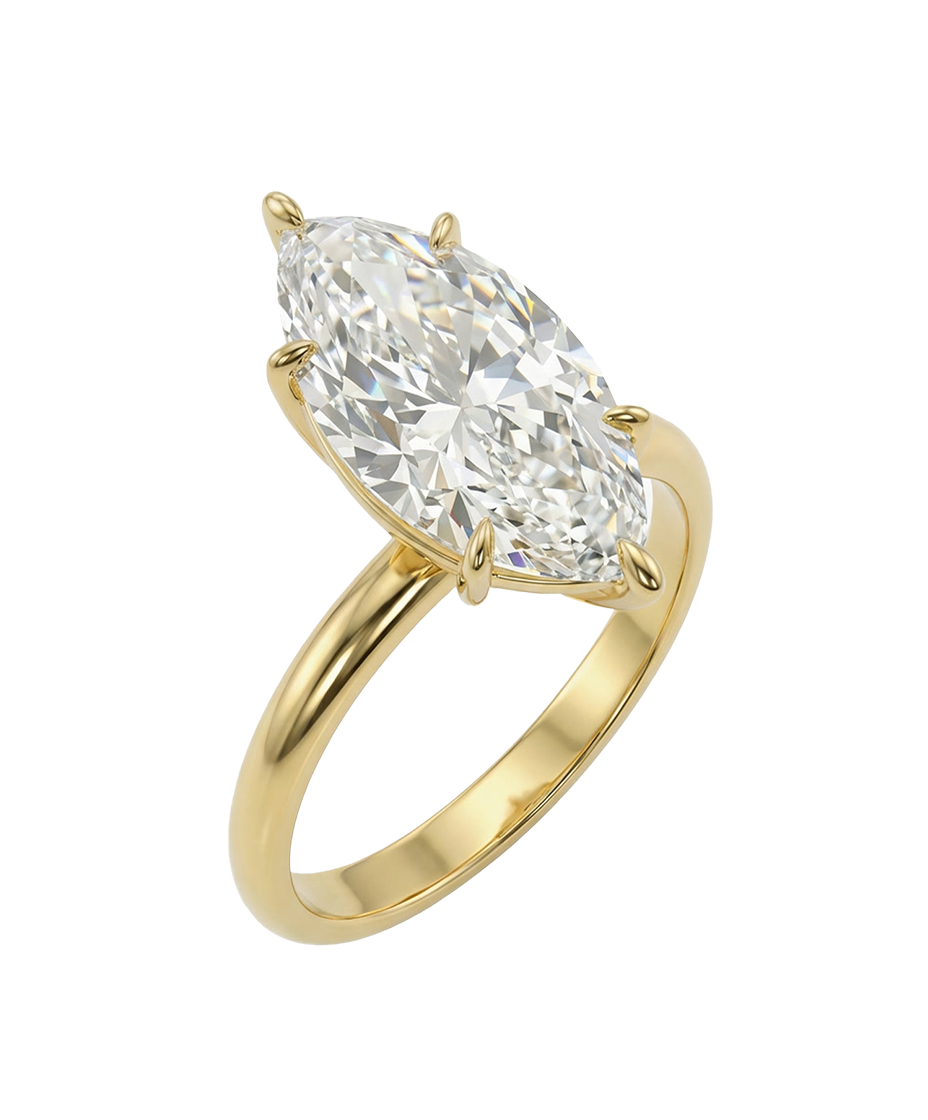 The Lina Halo | Marquise Cut | 14k Yellow Gold