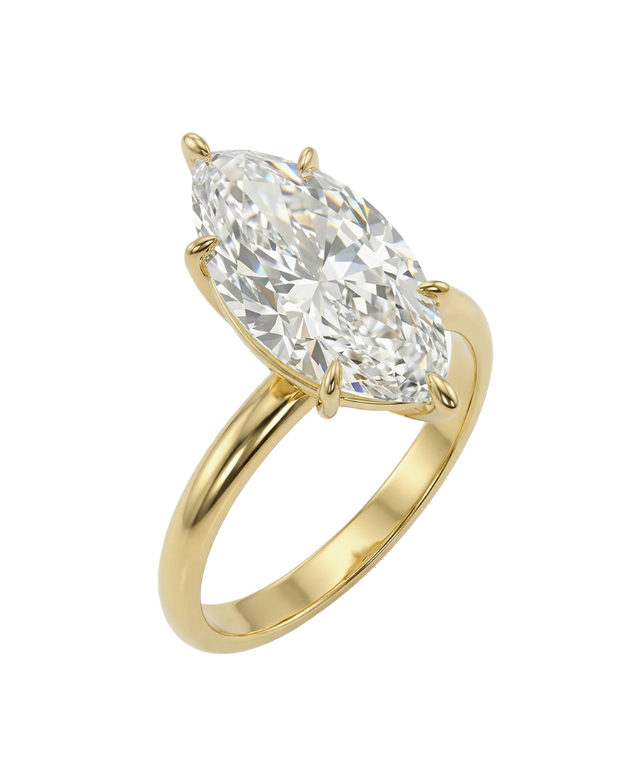 The Lina Halo | Marquise Cut | 14k Yellow Gold