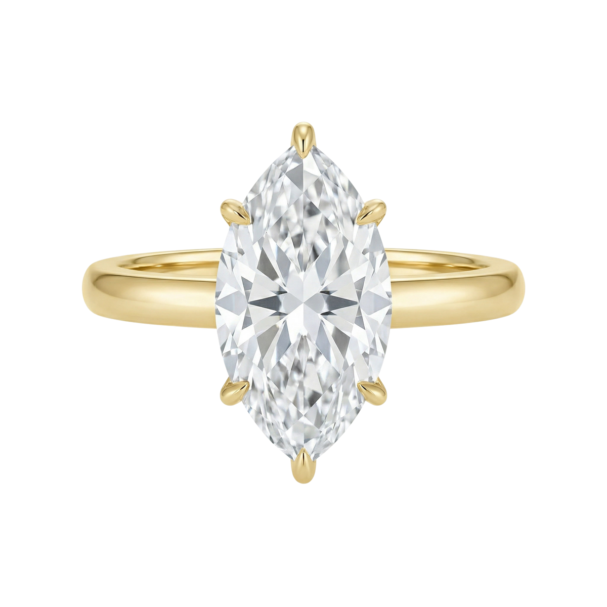The Lina Solitaire | Marquise Cut | 14K Yellow Gold