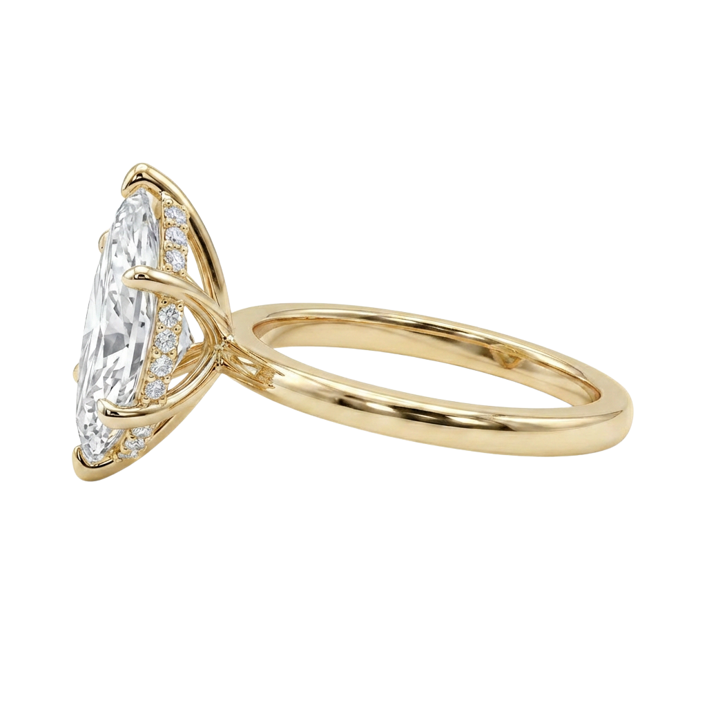 The Lina Halo | Marquise Cut | 14k Yellow Gold