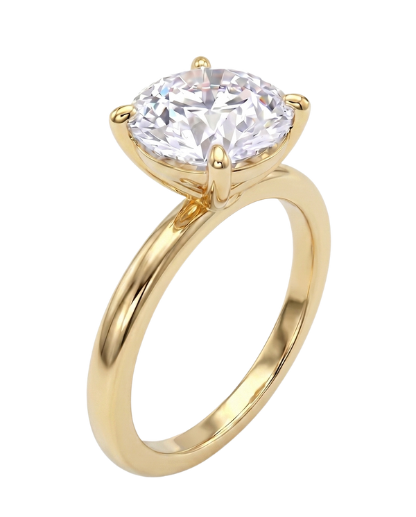 The Lina Solitaire | Round Cut | 14K Yellow Gold